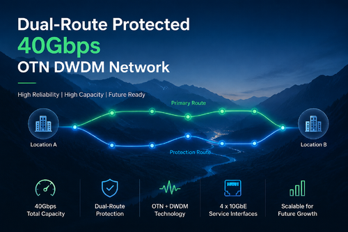 최신 회사 사례 듀얼 루트 보호 40Gbps OTN DWDM 네트워크