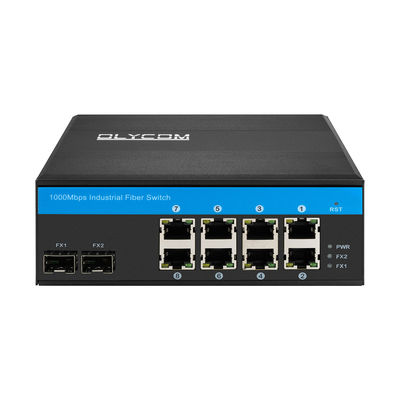 품질  48VDC DIN Rail Mounting Industrial Unmanaged POE Switch 8 Gigabit RJ45 Ports 공장