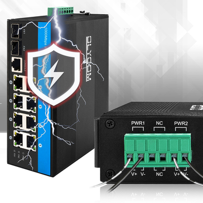 8 포트 산업 관리 PoE 스위치 2.5G 링 섬유 240W 예산 기가 비트 네트워크 DC48V 입력