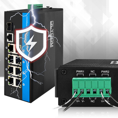 8포트 산업용 관리형 PoE 스위치 240W 기가비트 LAN 레이어 2 VLAN ERPS 링 CE DIN 레일