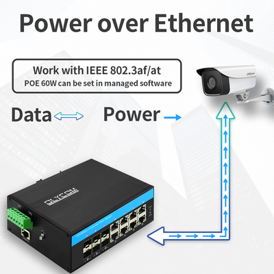 올리컴 산업 PoE 관리 스위치 2.5G 섬유 240W 예산 SNMP CLI 관리