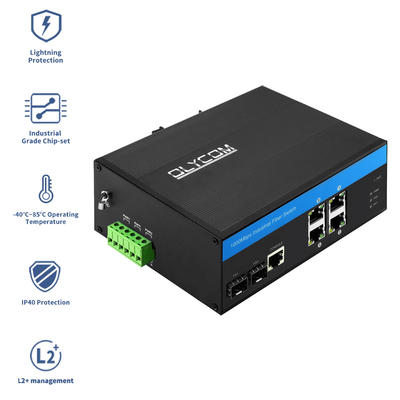 기가비트 산업 관리 이더넷 스위치 2.5G 섬유 SFP 업링크 IP40 DC24V