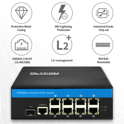 8 포트 산업 관리 PoE 스위치 2.5G SFP 업링크 기가비트 네트워크 견고한 케이스 CE