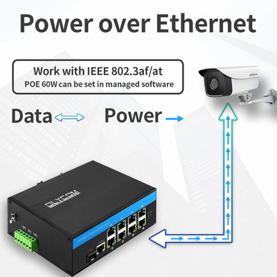 8 포트 산업 관리 PoE 스위치 2.5G SFP 업링크 기가비트 네트워크 견고한 케이스 CE