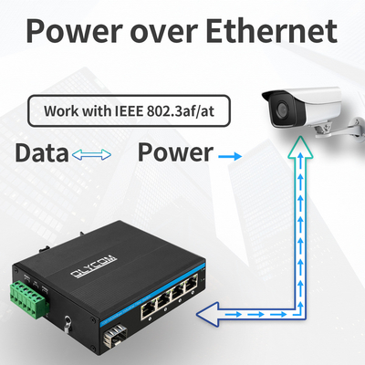 5 포트 SFP PoE 스위치 기가 비트 네트워크 PoE/PoE+ 120W 예산 DC48V 팬 없는 CE FCC