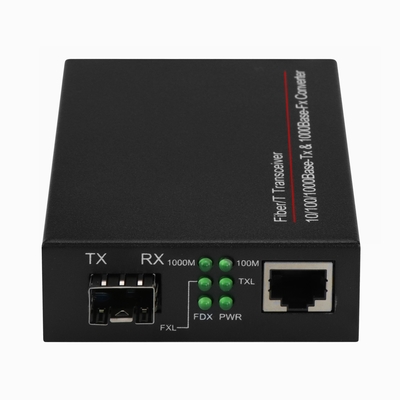 1G SFP 미디어 변환기 기가비트 광섬유 이더넷 관리되지 않은 미니 사이즈 블랙 DC5V