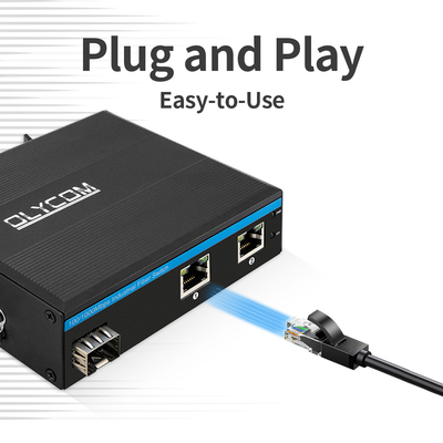 기가비트 30W 60W PoE 스위치 확장기 산업용 SFP 섬유 무관리 DC48V