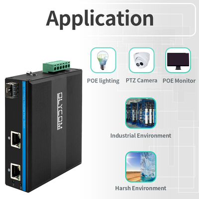 기가비트 30W 60W PoE 스위치 확장기 산업용 SFP 섬유 무관리 DC48V