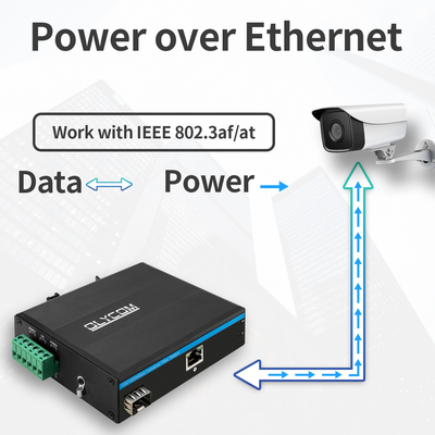 30W 산업용 PoE 미디어 변환기 100M/1000M SFP 슬롯 관리되지 않은 기가비트 이더넷