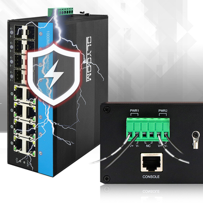 16포트 기가비트 관리형 PoE 스위치 IEEE 802.3at 표준 8 SFP 광 슬롯 240W 전원