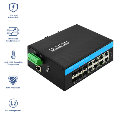 산업용 관리 기가비트 이더넷 스위치 1G/2.5G 광학 SFP 슬롯 ERPS 링 IP40