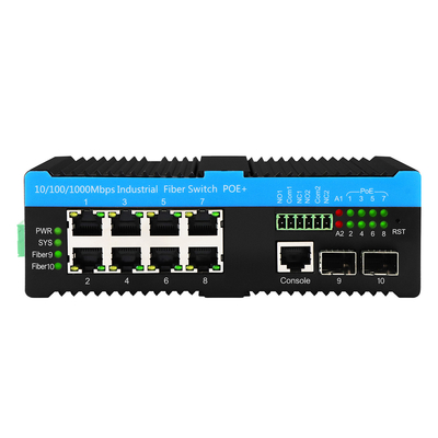 기가비트 802.3bt PoE 관리 8 포트 스위치 2.5G 섬유 웹 L2 관리 팬 없는 720W