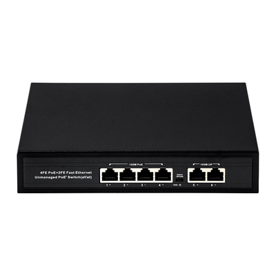 60W 관리되지 않은 네트워크 스위치 6 포트 10/100M LAN 포트 AC 입력 250 미터 PoE