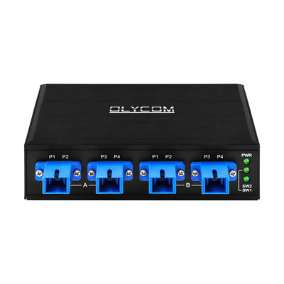 4 포트 광학 바이패스 스위치 SC/UPC 커넥터 심플렉스 1310/1550nm DC24V DIN 레일 CE