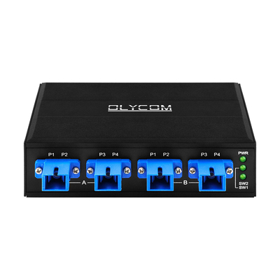 4 포트 광학 바이패스 스위치 SC/UPC 커넥터 심플렉스 1310/1550nm DC24V DIN 레일 CE