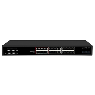 24 포트 CCTV PoE 스위치 기가 비트 네트워크 SFP 광학 업링크 관리되지 않은 300W 예산