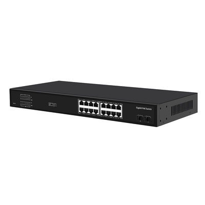 16 포트 기가비트 포 스위치 300W 예산 관리되지 않은 VLAN 250 미터 거리 SFP 섬유