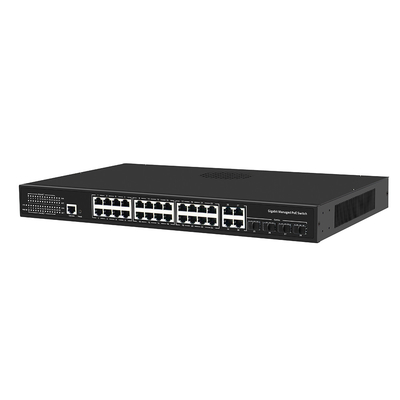 24 포트 PoE 스위치 기가비트 기반 L2 L3 스마트 관리 300W 예산 SFP Uplink 1U 랙