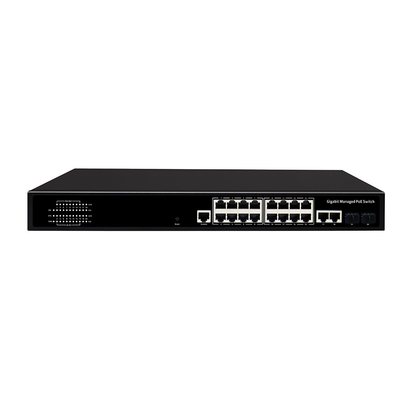 16 포트 기가비트 관리된 PoE 스위치 상업용 1U 랙 300W 2 SFP/RJ45 업링크