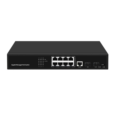 8 포트 PoE Vlan 관리 기가 비트 섬유 스위치 리얼텍 칩 120W 예산 AC 입력