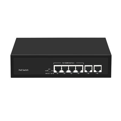 빠른 이더넷 CCTV PoE 스위치 4 포트 2 구리 Uplink 55W 전력 예산 AC 입력