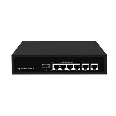 6 포트 기가비트 PoE 스위치 250미터 연장 VLAN 60W 전력 예산 220V 입력