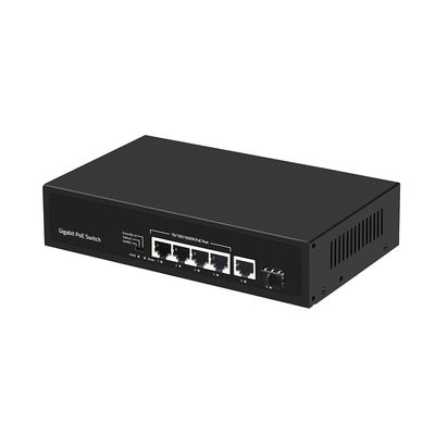 4포트 기가비트 파이버 스위치 PoE Af/At 60W, SFP/구리 업링크 1개, 상업용 등급 CE