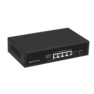 4 포트 기가비트 PoE 스위치 60W 예산 SFP 섬유 관리되지 않은 VLAN 250 미터 확장