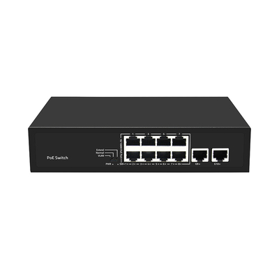8 포트 CCTV POE 스위치 패스트 이더넷 2 기가비트 구리 업링크 PoE Af/At 120W 예산
