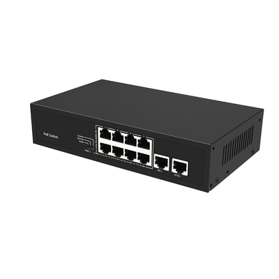 8 포트 CCTV POE 스위치 패스트 이더넷 2 기가비트 구리 업링크 PoE Af/At 120W 예산