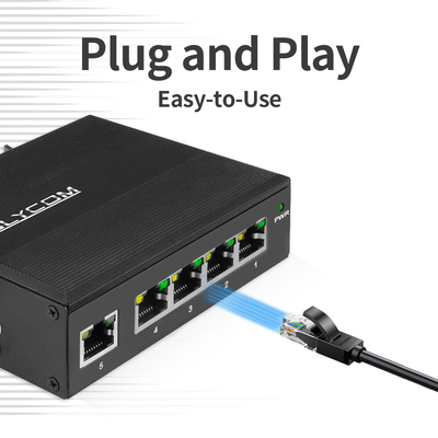 산업용 관리되지 않은 포 스위치 5 포트 기가 비트 네트워크 15.4W/30W 표준 120W Din Rail