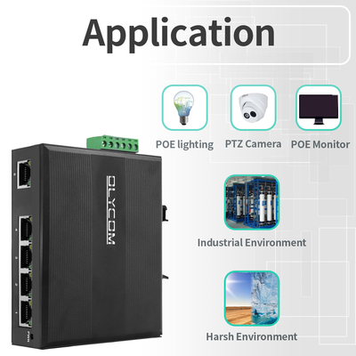 산업용 관리되지 않은 포 스위치 5 포트 기가 비트 네트워크 15.4W/30W 표준 120W Din Rail