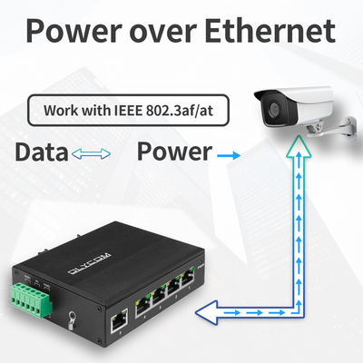 산업용 관리되지 않은 포 스위치 5 포트 기가 비트 네트워크 15.4W/30W 표준 120W Din Rail