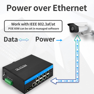 산업용 관리 이더넷 스위치 8 포트 기가비트 네트워크 2.5G SFP 섬유