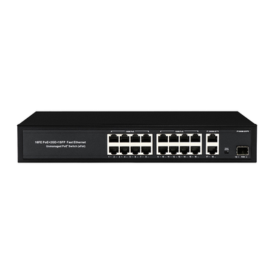 OEM/ODM 16 포트 10/100mbps PoE 스위치와 기가비트 업링크 1SFP 포트 300W 내장 전력
