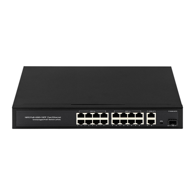 OEM/ODM 16 포트 10/100mbps PoE 스위치와 기가비트 업링크 1SFP 포트 300W 내장 전력