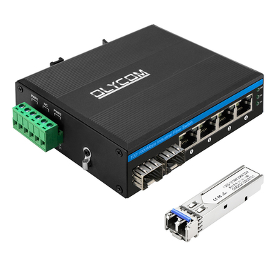 6포트 산업 네트워크 스위치 2 파이버 및 4 자동 MDI/MDIX RJ45 포트