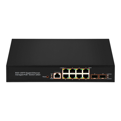 8 포트 기가비트 관리된 PoE 스위치 SFP 광섬유 120W 예산 AC 입력 리얼텍 칩