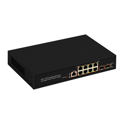 8 포트 기가비트 관리된 PoE 스위치 SFP 광섬유 120W 예산 AC 입력 리얼텍 칩