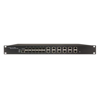 1U 랙 마운트 산업 관리 POE 스위치 12 RJ45 + 12 SFP 포트 및 340W POE