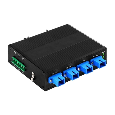 4 채널 산업 광학 우회 스위치 D2X2B Din Rail DC24V 입력 SM/MM 전력 고장으로