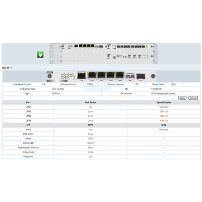 DWDM 네트워크 관리 서비스 카드 OM3800 시리즈 지원 웹 로그인 100M 섬유 RJ45 포트