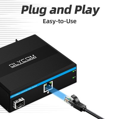 SFP 광섬유 미디어 컨버터 10 100Mbps 비관리형 DIN 레일 벽면 장착 소형 케이스