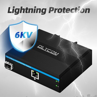 SFP 광섬유 미디어 컨버터 10 100Mbps 비관리형 DIN 레일 벽면 장착 소형 케이스