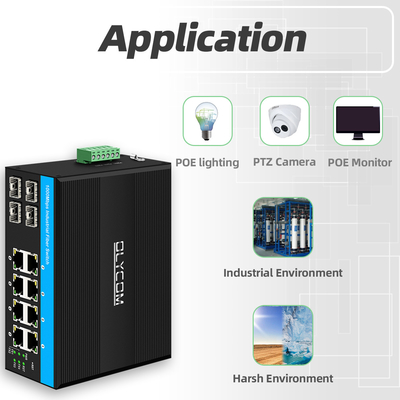 기가비트 12 포트 산업용 PoE 이더넷 스위치 IEEE 802.3af/at RJ45 DIN 철도 설치 스위치