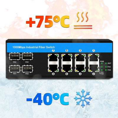기가비트 12 포트 산업용 PoE 이더넷 스위치 IEEE 802.3af/at RJ45 DIN 철도 설치 스위치