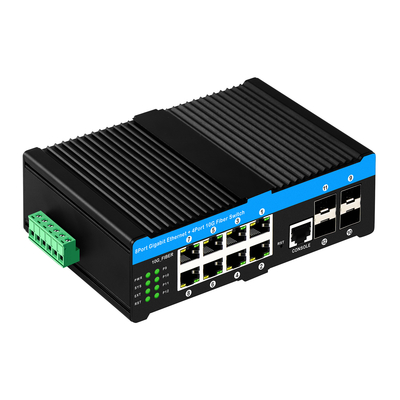 10G 산업 POE 스위치 8*기가비트 POE 포트 4*10G SFP 업링크 L2 관리 네트워크 스위치