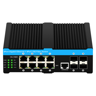 10G 산업 POE 스위치 8*기가비트 POE 포트 4*10G SFP 업링크 L2 관리 네트워크 스위치