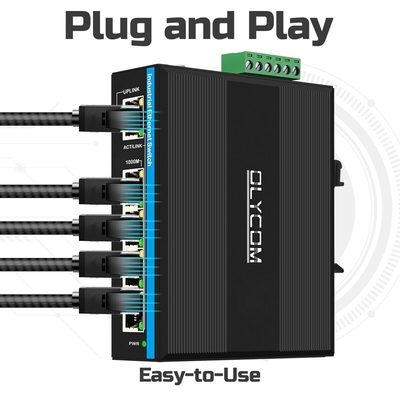 미니 5 포트 산업 이더넷 스위치 4 RJ45 포트 1 업링크 RJ45 기가 비트 관리되지 않은 스위치 dc12v/24v 입력