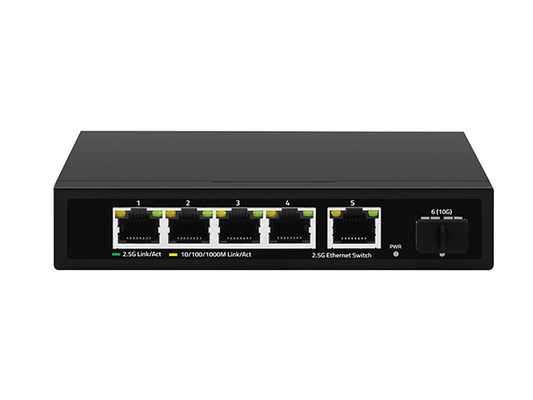 5 포트 2.5G 이더넷 스위치 10G 섬유 업링크 관리되지 않은 자동 감지 네트워크 속도